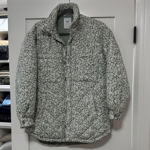 Floral Green Puffer Jacket
